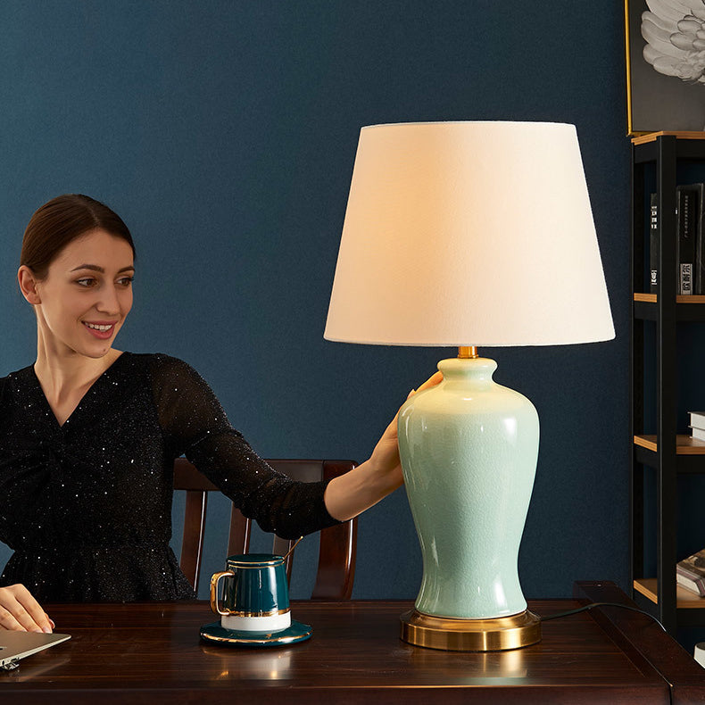 Nordic Ceramic Fabric Elliptical Table Lamp