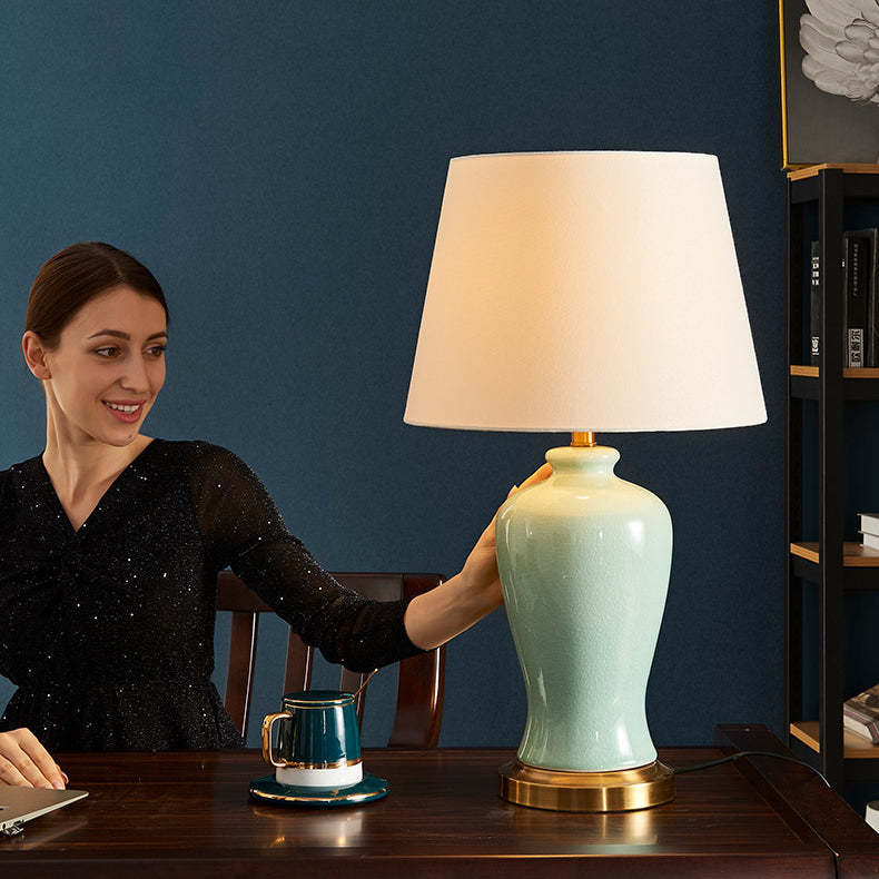 Nordic Ceramic Fabric Elliptical Table Lamp