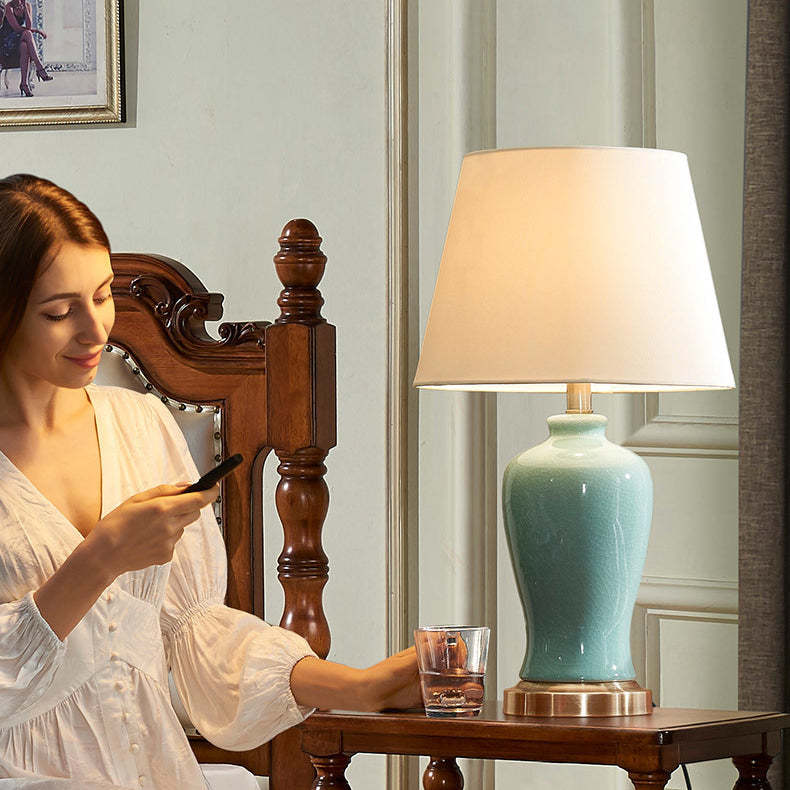 Nordic Ceramic Fabric Elliptical Table Lamp
