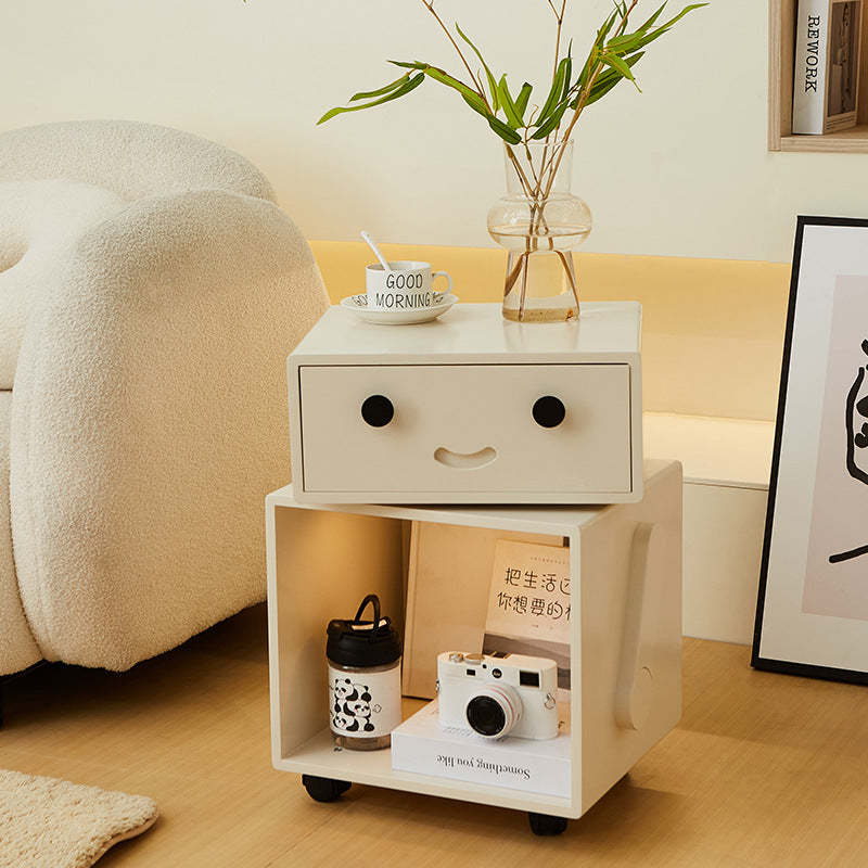 Contemporary Solid Wood 2-Storage Side Table