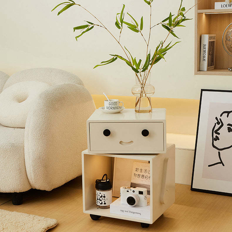 Contemporary Solid Wood 2-Storage Side Table