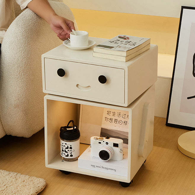 Contemporary Solid Wood 2-Storage Side Table
