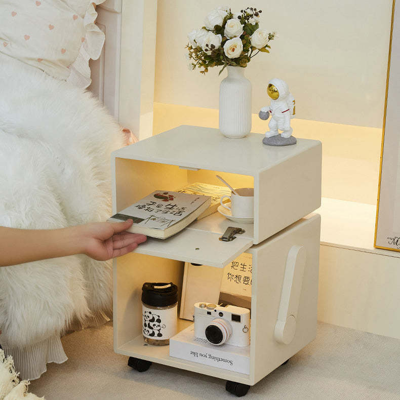 Contemporary Solid Wood 2-Storage Side Table