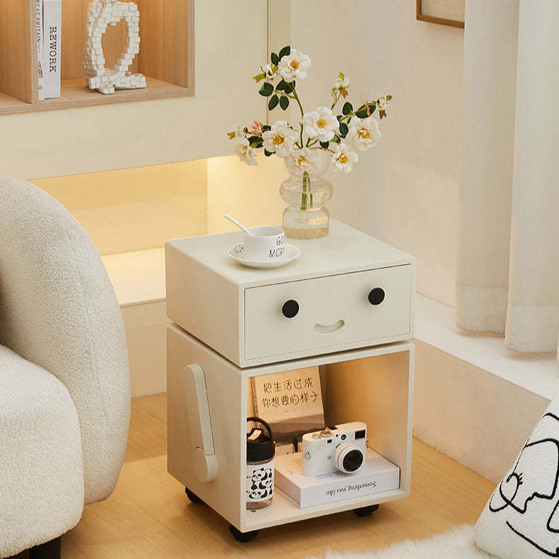 Contemporary Solid Wood 2-Storage Side Table