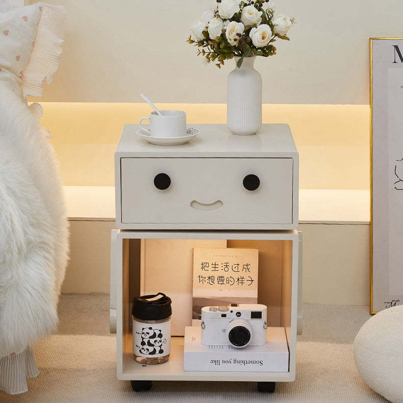Contemporary Solid Wood 2-Storage Side Table