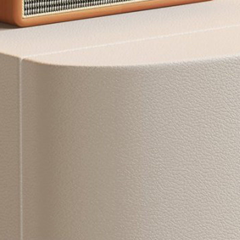 Contemporary Wood Leather Rounded 2-Drawer Nightstand — Gray