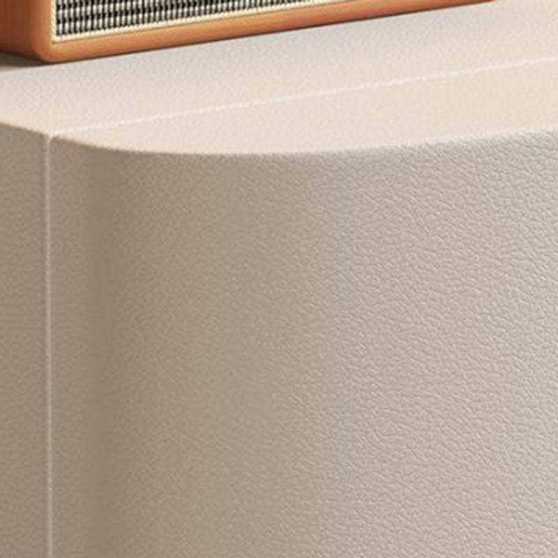Contemporary Wood Leather Rounded 2-Drawer Nightstand — Gray