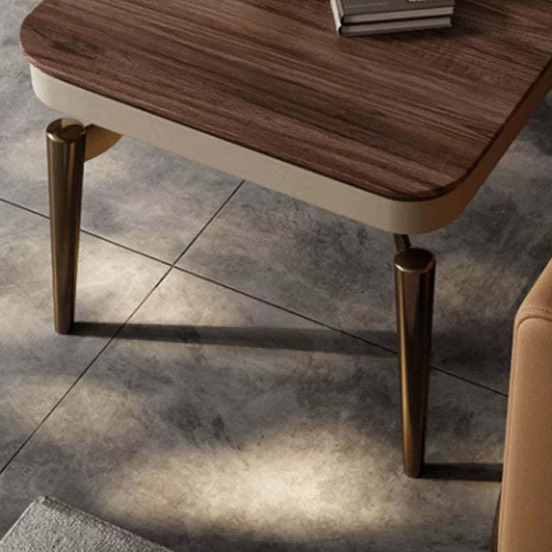 Nordic Clover Brass Walnut Wood Round Coffee Table