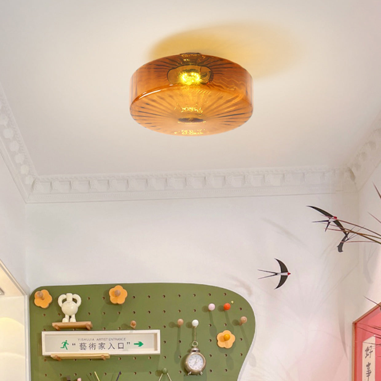 Scandinavian Round Iron Glass LED Ceiling Light