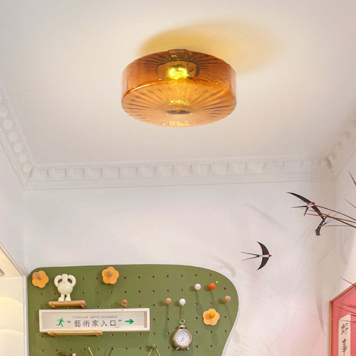 Scandinavian Round Iron Glass LED Ceiling Light