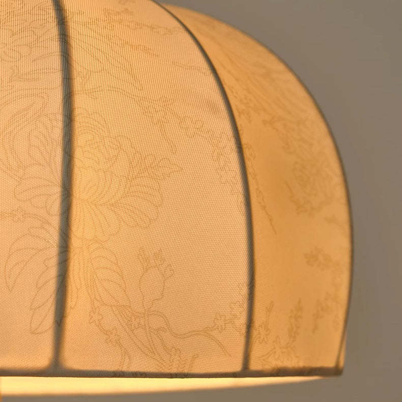 French Dome Wood Iron Fabric Lamp