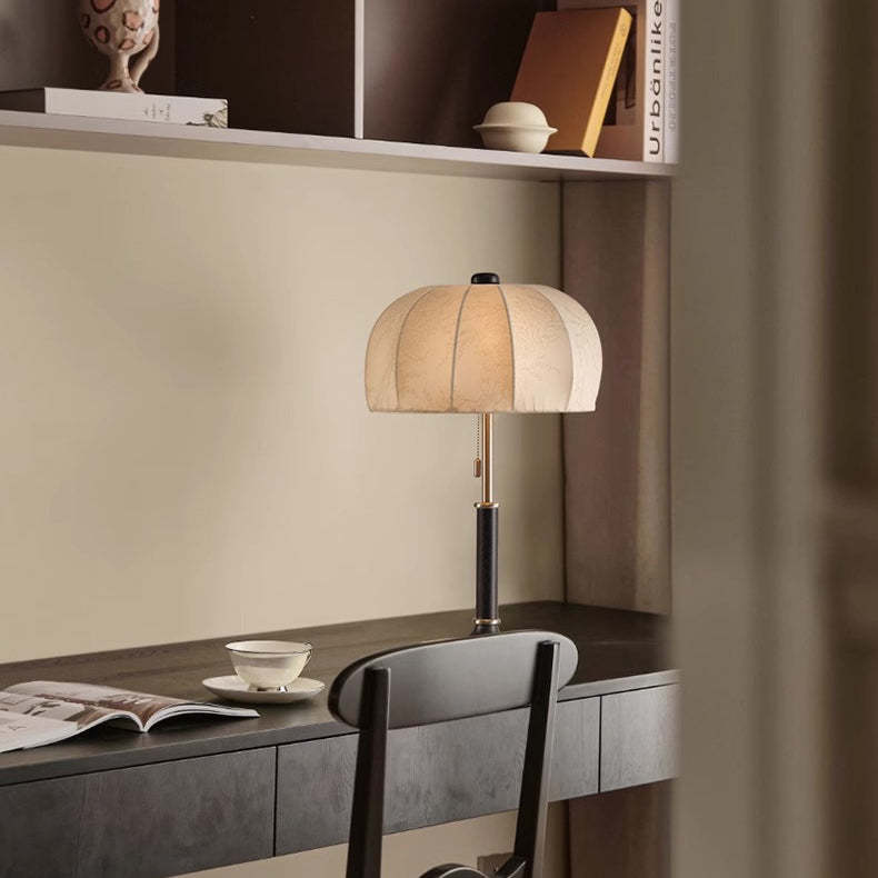 French Dome Wood Iron Fabric Lamp
