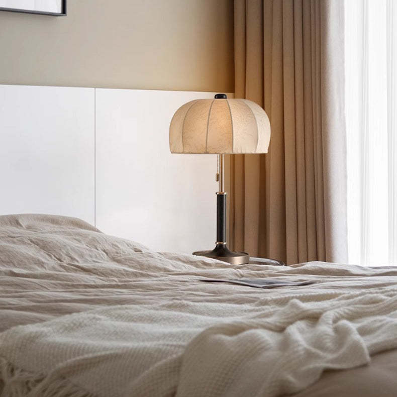 French Dome Wood Iron Fabric Lamp