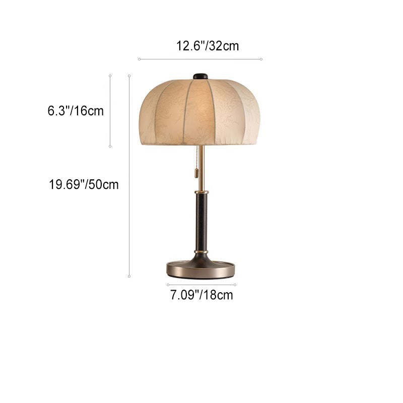 French Dome Wood Iron Fabric Lamp — Walnut Color / 220V-240V For UK/AU