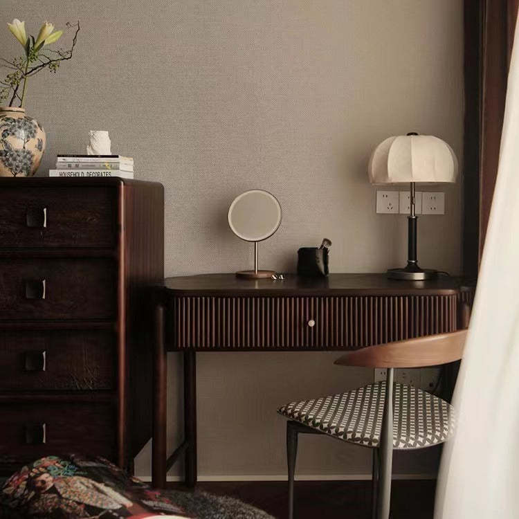 French Dome Wood Iron Fabric Lamp