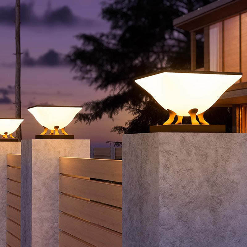 Minimalist Square Acrylic Stainless Steel Solar Post Light