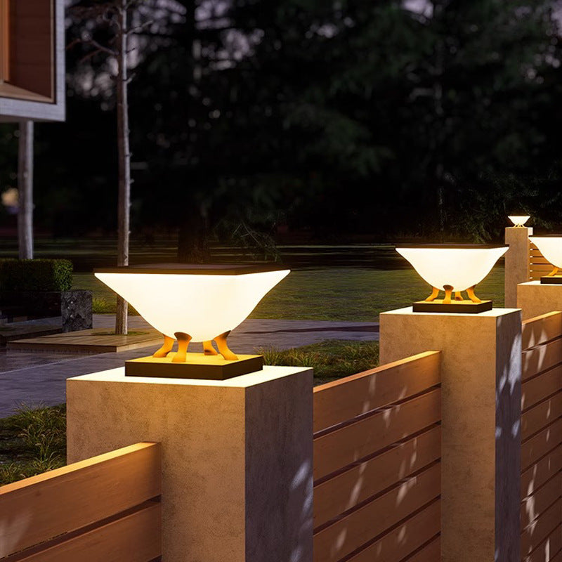 Minimalist Square Acrylic Stainless Steel Solar Post Light