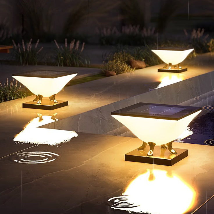Minimalist Square Acrylic Stainless Steel Solar Post Light
