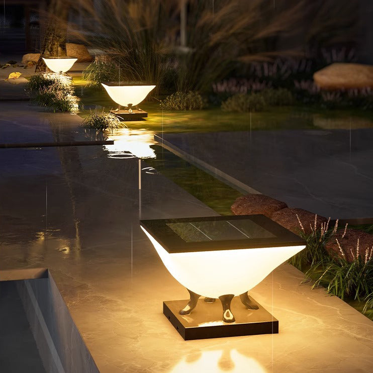 Minimalist Square Acrylic Stainless Steel Solar Post Light