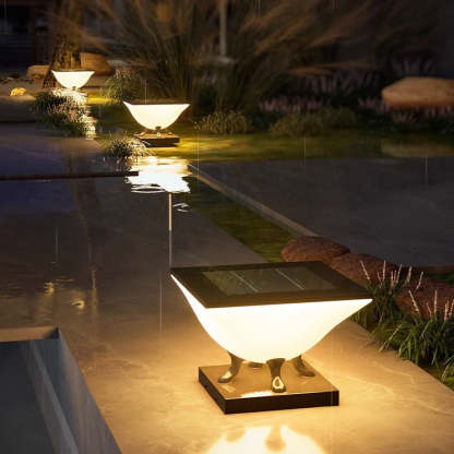 Minimalist Square Acrylic Stainless Steel Solar Post Light