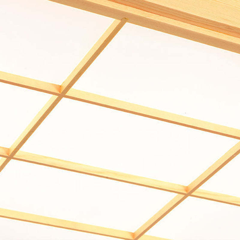 Japanese Square Wood Acrylic LED Flush Mount Light
