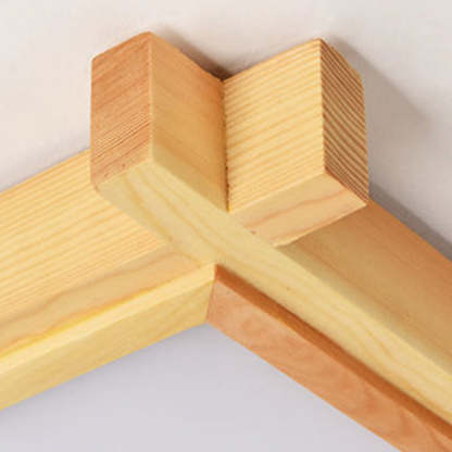 Japanese Square Wood Acrylic LED Flush Mount Light