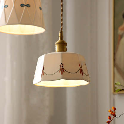 Japanese Drum Ceramic Copper Pendant Light — B / 110V-120V For US/CA