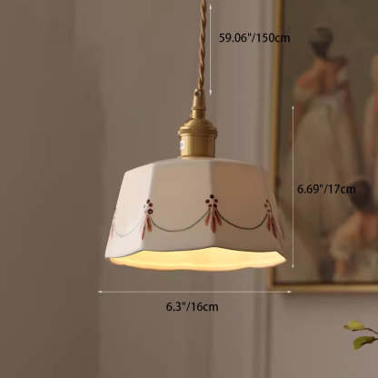 Japanese Drum Ceramic Copper Pendant Light — B / 220V-240V For UK/AU