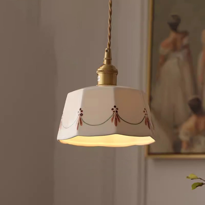 Japanese Drum Ceramic Copper Pendant Light