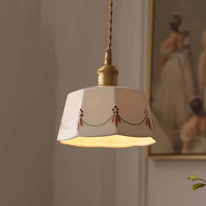 Japanese Drum Ceramic Copper Pendant Light — A / 110V-120V For US/CA