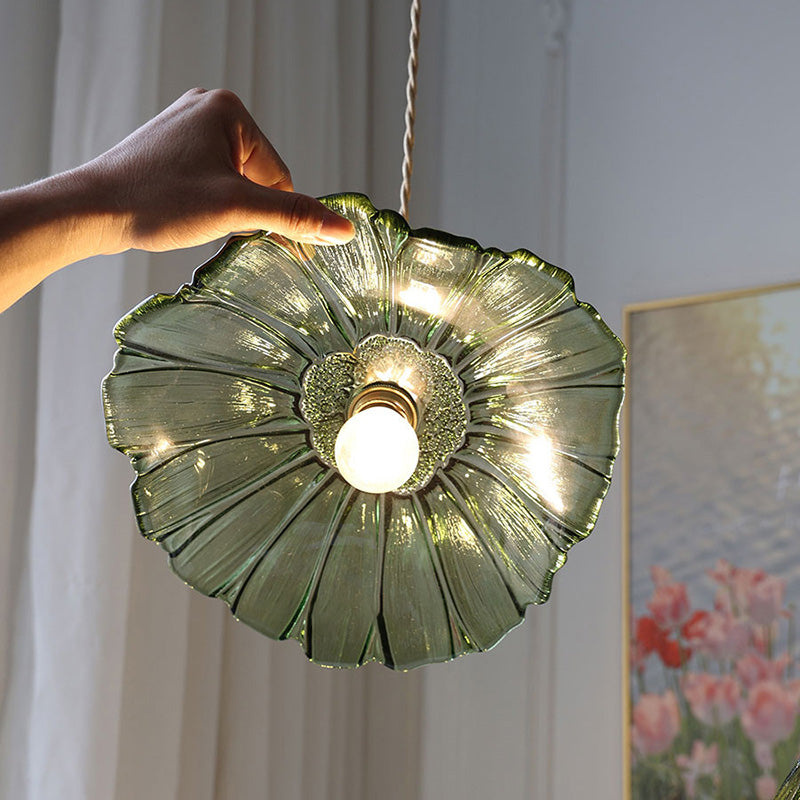 Nordic Flower Glass Copper Pendant Light