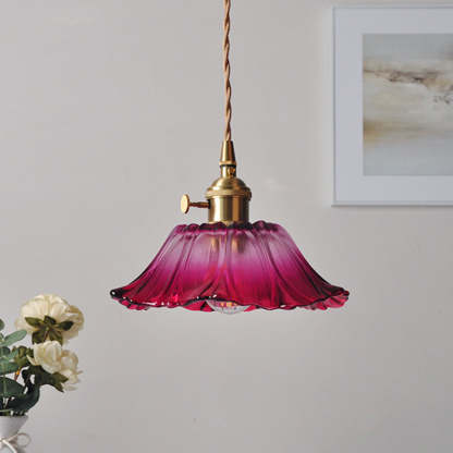 Nordic Flower Glass Copper Pendant Light