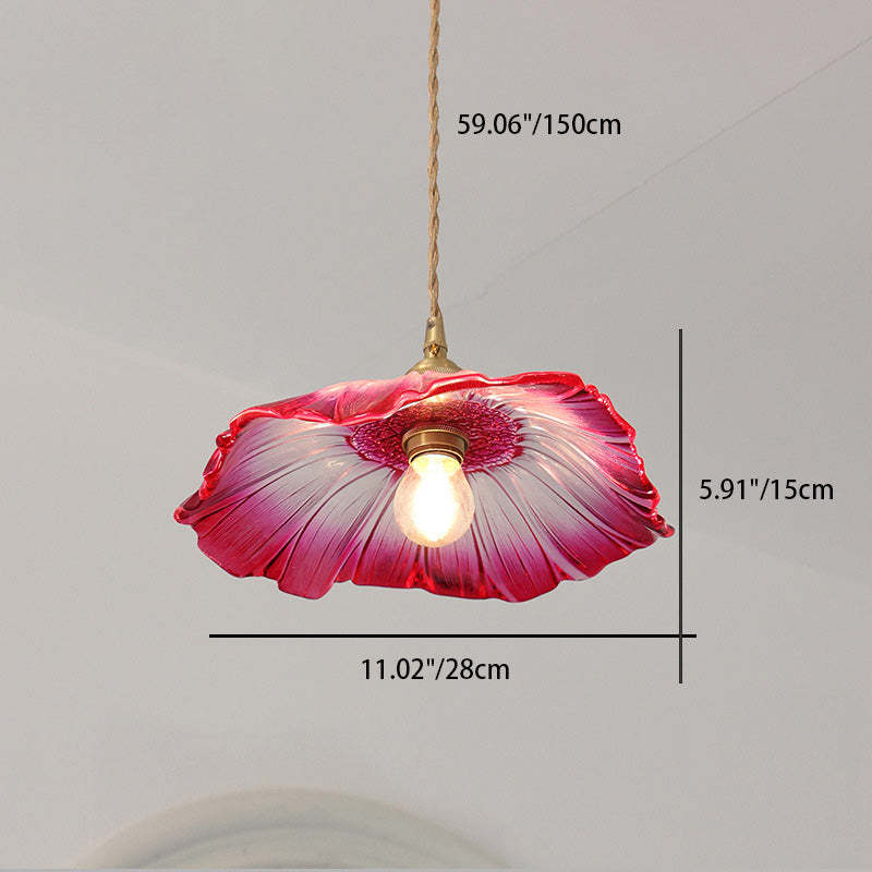 Nordic Flower Glass Copper Pendant Light