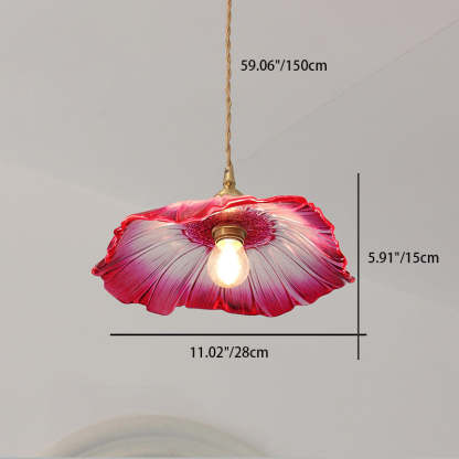 Nordic Flower Glass Copper Pendant Light