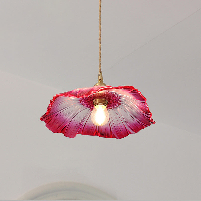 Nordic Flower Glass Copper Pendant Light