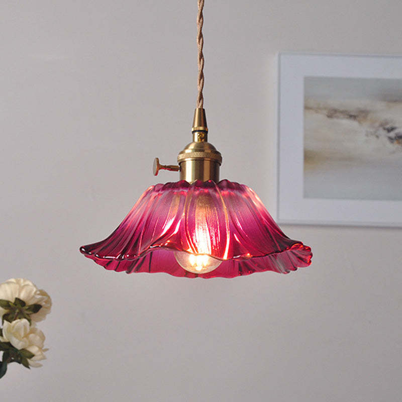 Nordic Flower Glass Copper Pendant Light