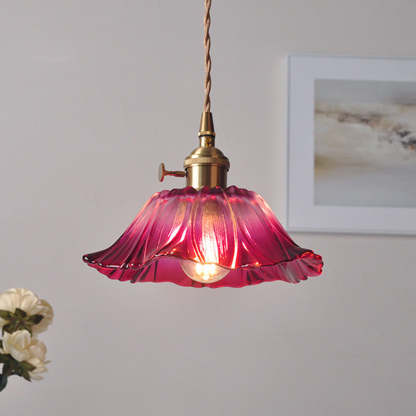 Nordic Flower Glass Copper Pendant Light