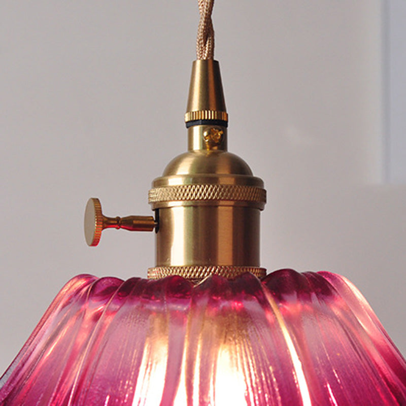 Nordic Flower Glass Copper Pendant Light