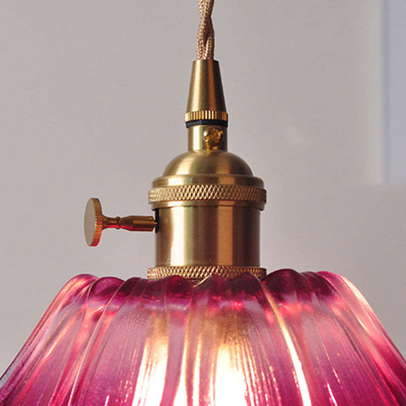 Nordic Flower Glass Copper Pendant Light