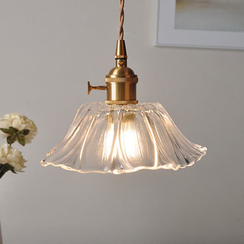 Nordic Flower Glass Copper Pendant Light