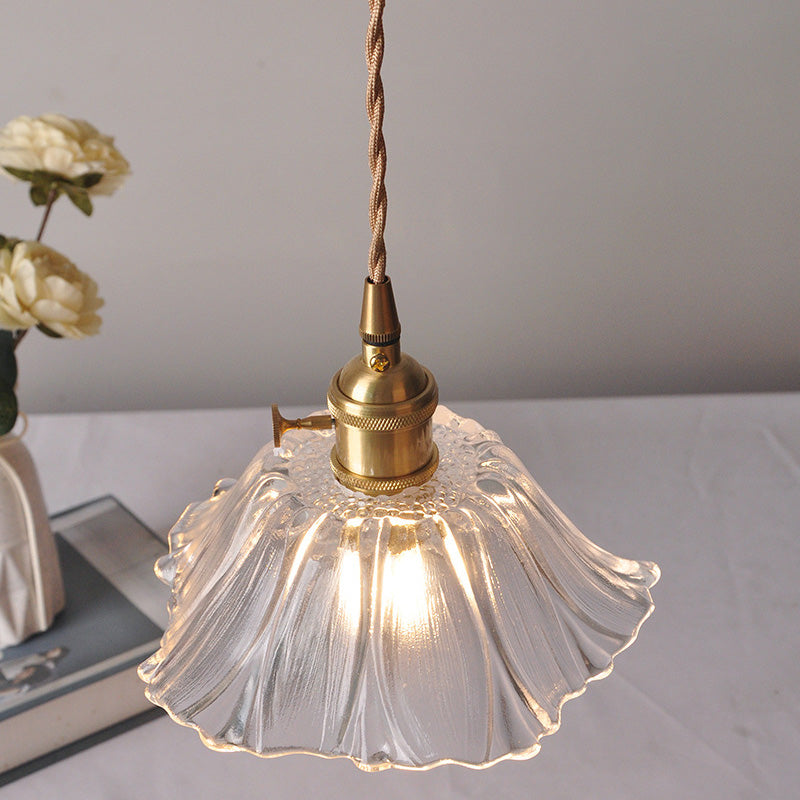 Nordic Flower Glass Copper Pendant Light