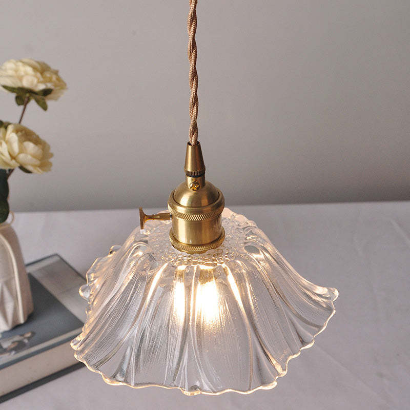 Nordic Flower Glass Copper Pendant Light