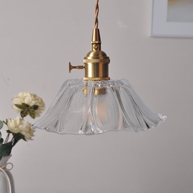Nordic Flower Glass Copper Pendant Light