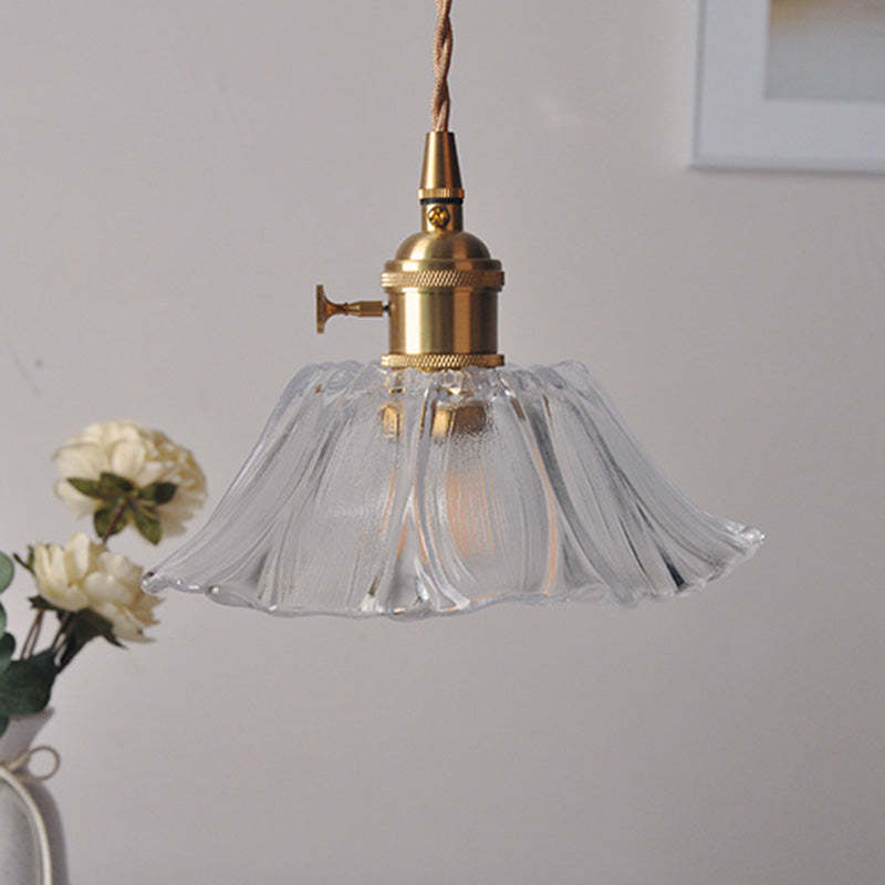 Nordic Flower Glass Copper Pendant Light