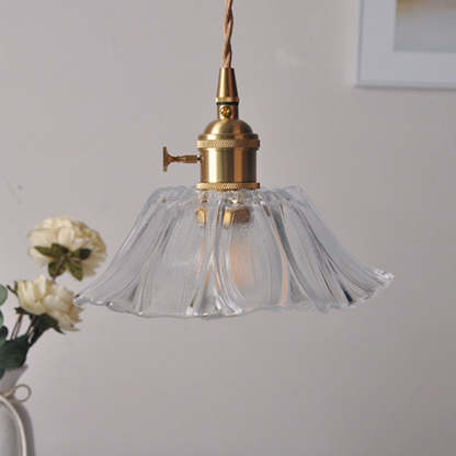 Nordic Flower Glass Copper Pendant Light
