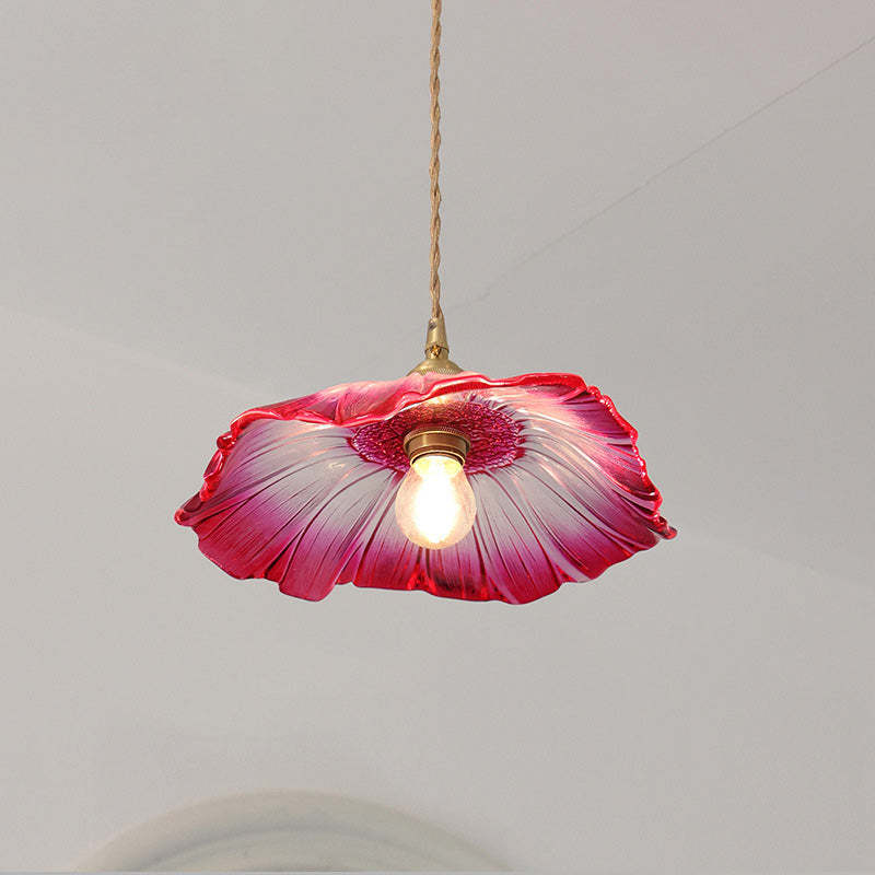 Nordic Flower Glass Copper Pendant Light