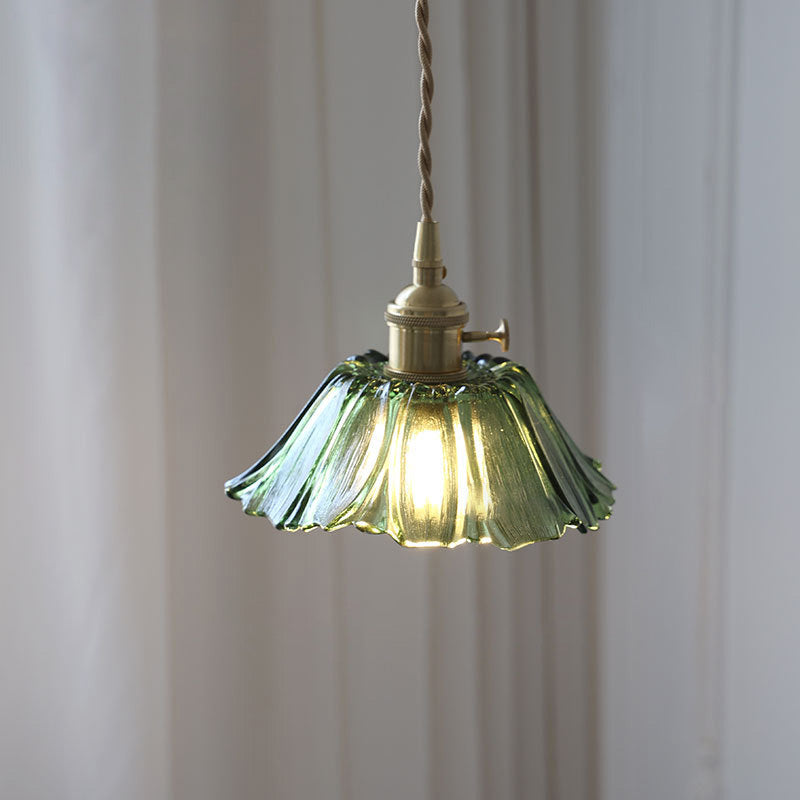 Nordic Flower Glass Copper Pendant Light