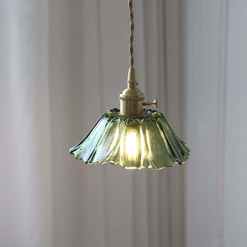 Nordic Flower Glass Copper Pendant Light