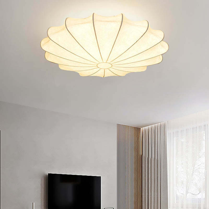 Japanese Round Iron Silk 3-Light Flush Mount