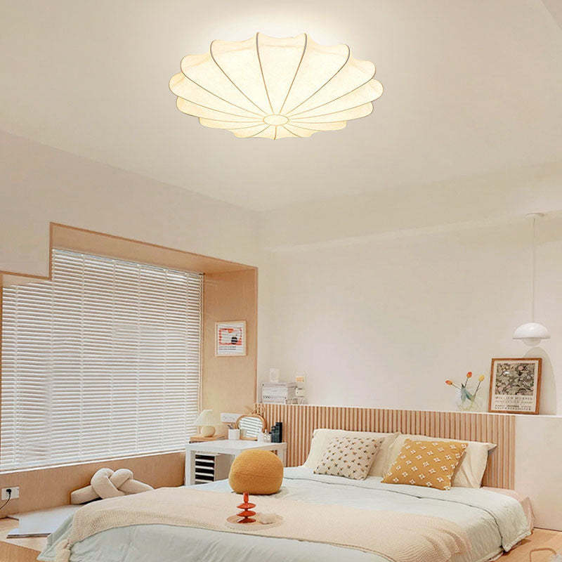 Japanese Round Iron Silk 3-Light Flush Mount